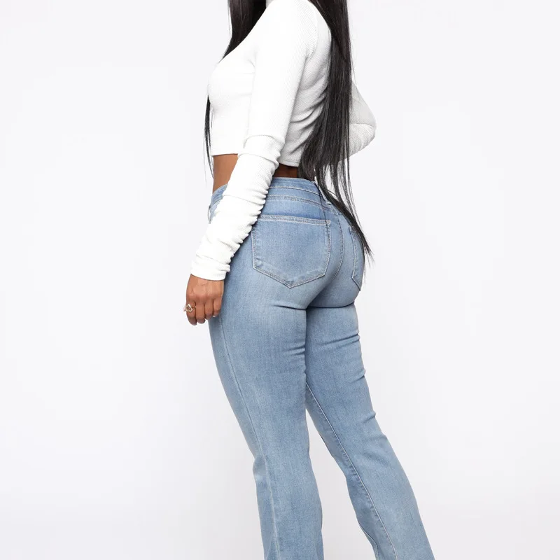 

Europe And The United States Fall 2019 New Street Fashion Pants South America Popular Straight Elastic Girls Jeans Pants