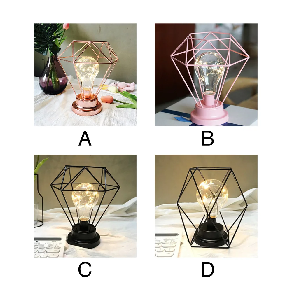 Спальня световая батарея питание прикроватный реквизит Led Diamond дети дома фестивальные декорации стол съемный медный провод ночник