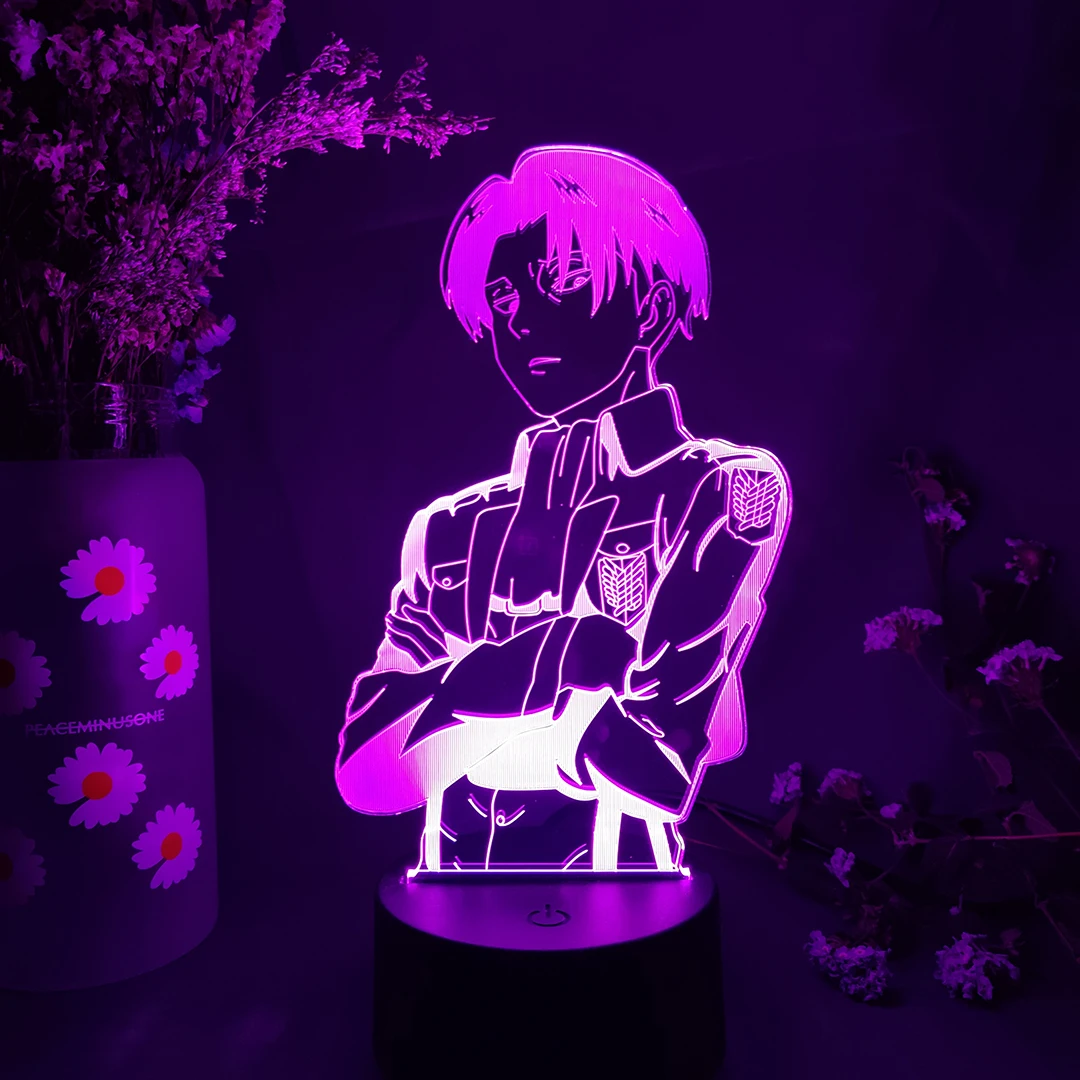 Ночник Levi Ackerman 3D атака на Титанов светодиодный ные сенсорные светильники в