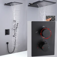 bathroom thermostatic shower faucets black luxury waterfall shower head thermostatic 3 ways valve bathroom shower faucet sets