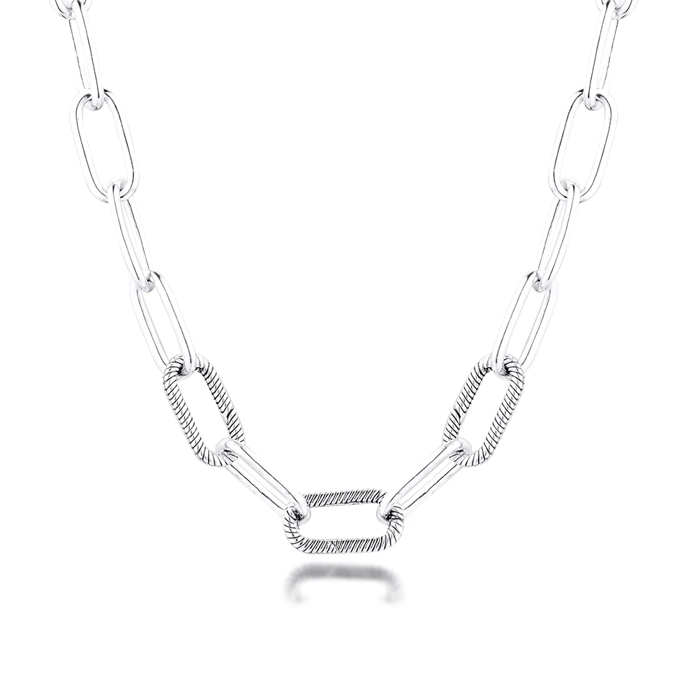 

QANDOCCI(Me) звеньевое ожерелье женские ювелирные изделия Модные ожерелья из стерлингового серебра 925 пробы цепочка колье украшение женское колье