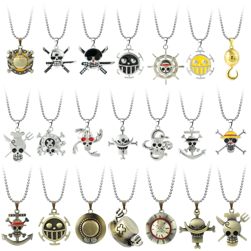 

Anime One Piece Necklace Luffy Ace Pirate Skull Hat Pendant Bead Chain Choker Man Cartoon Necklaces Charm Gift Jewelry collares