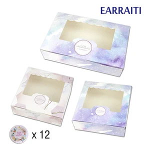 12 шт. бумажная Подарочная коробка с наклейками на окно, сувениры на свадьбу, торт, пищевая упаковка, конфеты, печенье, кекс, звезда, галактика