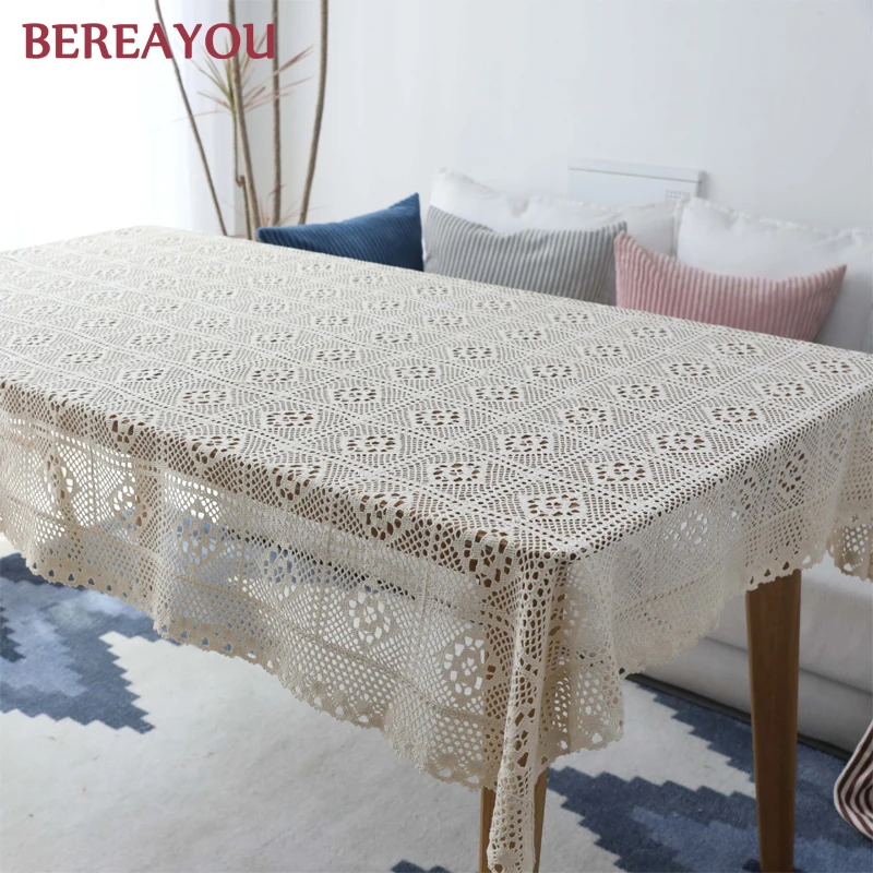 Винтажная скатерть для дома белая черная кружевная вязаная крючком круглая