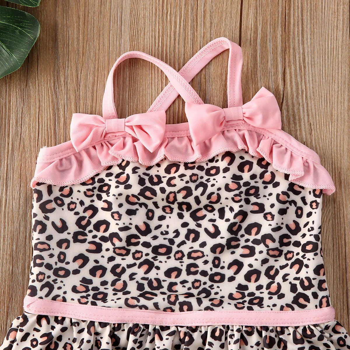 От 1 до 5 лет Леопардовый купальник для маленьких девочек бикини с оборками без