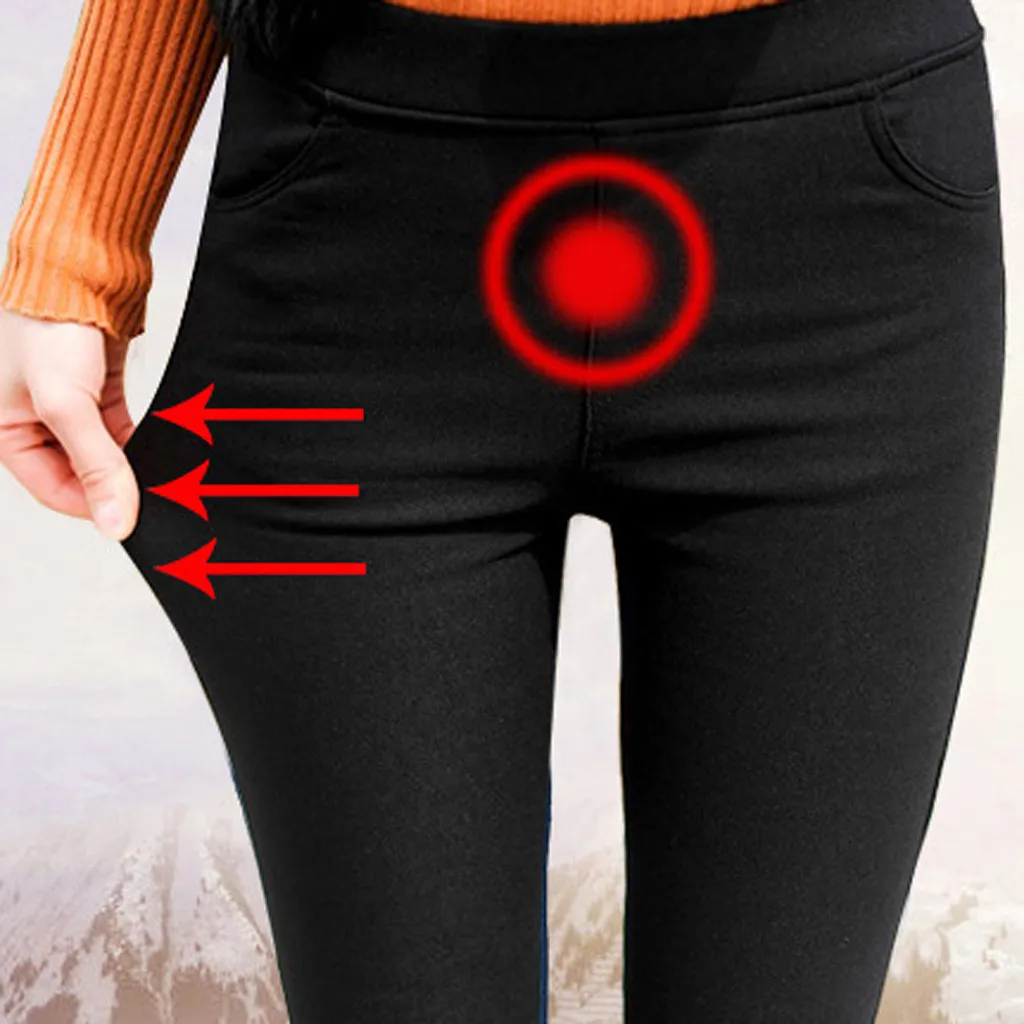 Женские офисные облегающие брюки Элегантные зимние теплые брюки-карандаш