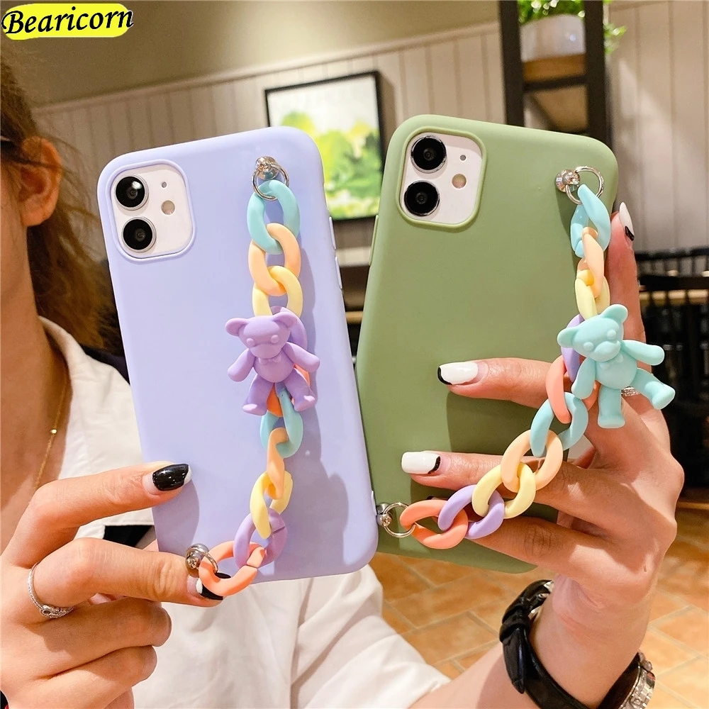 bear bracelet phone case for huawei p8 p9 mate 10 20 30 lite 40 p smart z s plus y6s y7 y8p y9a prime 2019 wrist strap cover free global shipping