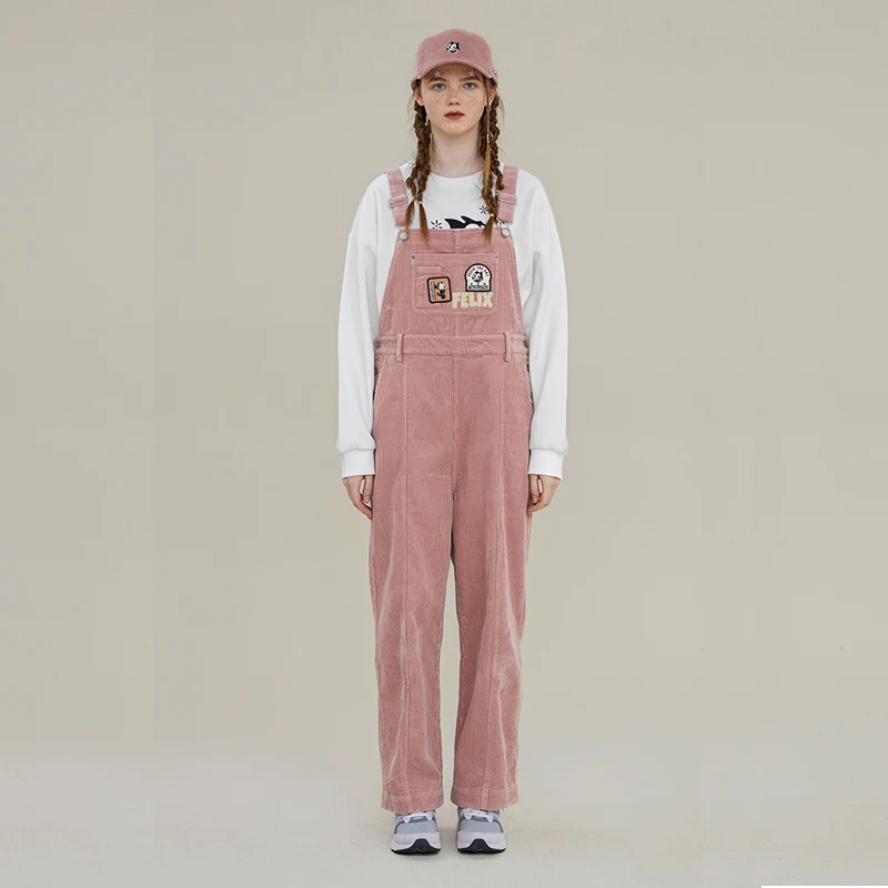 

Fashion Women Casual Jumpsuit Ladies Cotton Loose Full Length Rompers Female Plus Size Overall Playsuit With Pocket Pink Cartoon