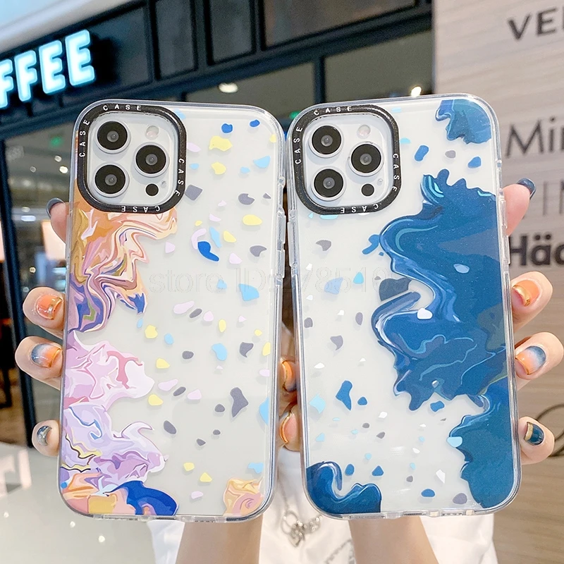 

Watercolor Pattern Case For Iphone 11 12 Pro Max Mini Cover For Iphone XR XS Max X 7 8 Plus 6 6S SE 2020 Soft Clear Funda Coque