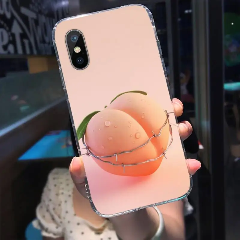 

Fashion Peach Fruits Phone Case Transparent for iPhone 11 12 mini pro XS MAX 8 7 6 6S Plus X 5S SE 2020 XR