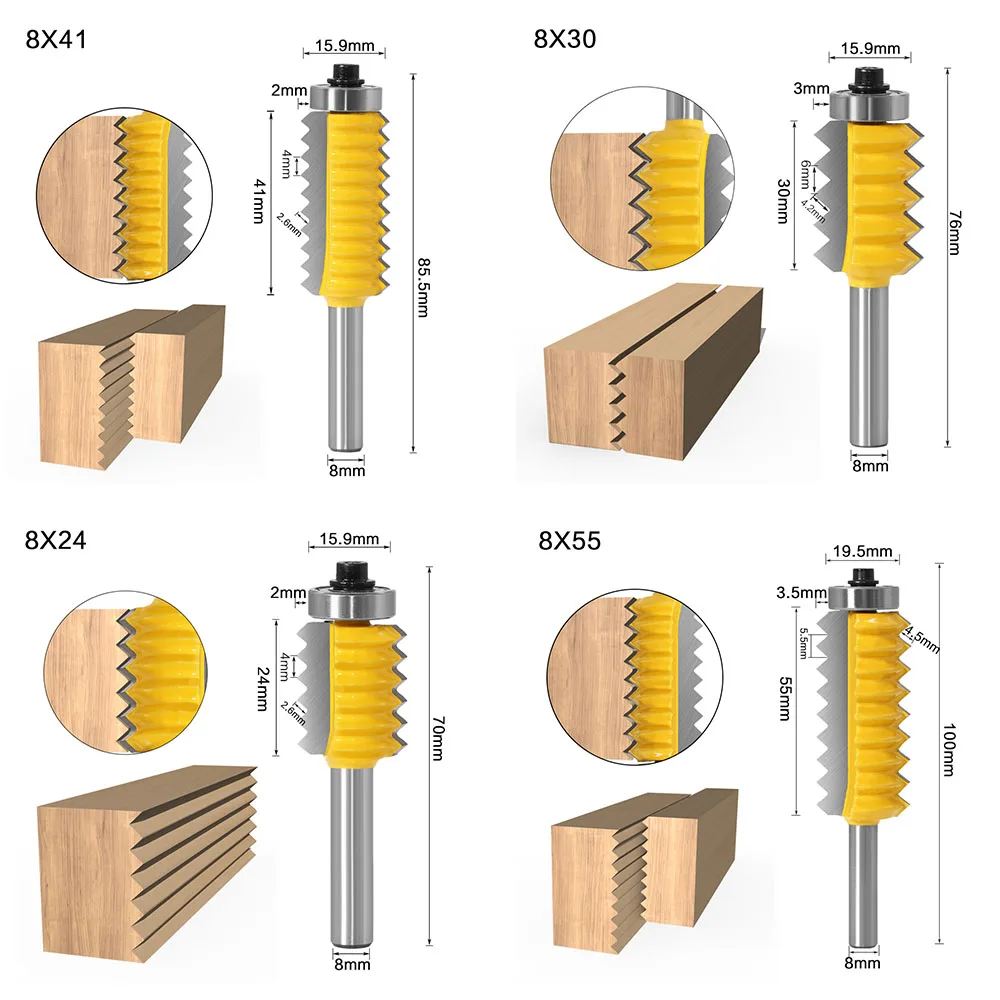 

Multi Teeth Router Bit 8mm Shank Slitting Milling Cutter Tool Woodworking