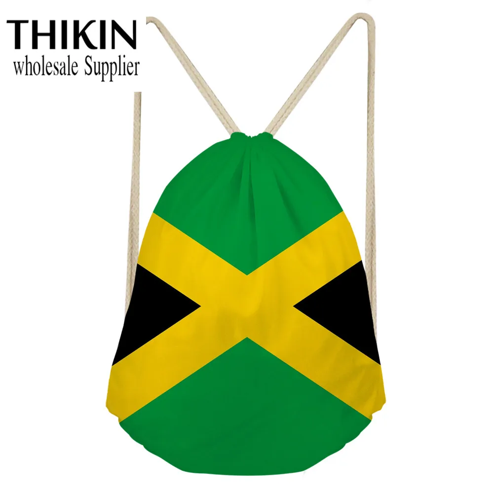 THIKIN флаг Ямайки с рисунком повседневные Рюкзаки застежкой-шнурком для женщин и