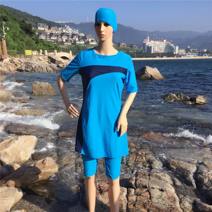 Новый женский купальный костюм с коротким рукавом мусульманская одежда для