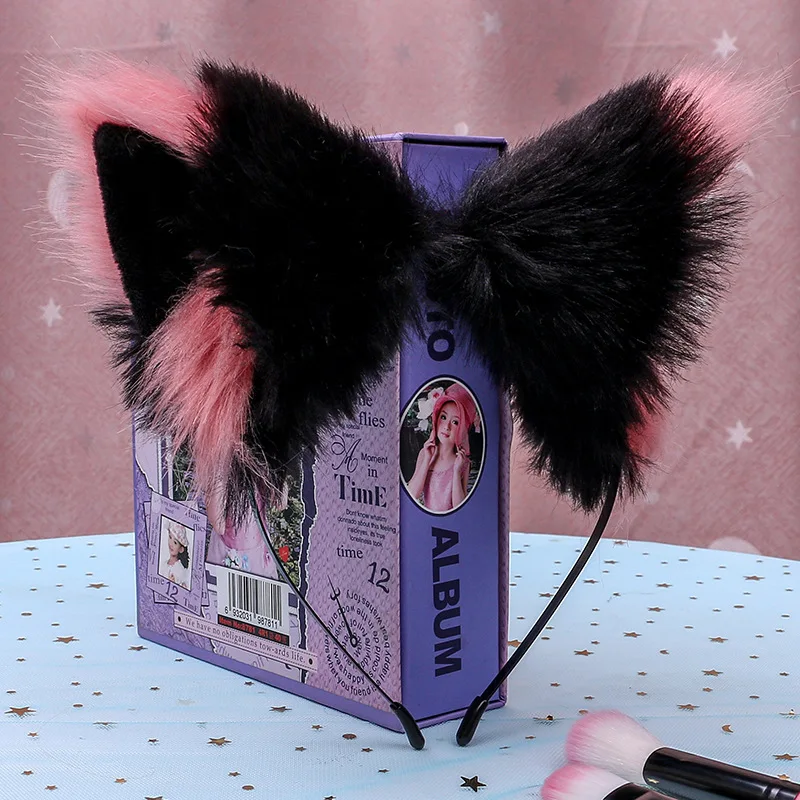 Длинная Меховая повязка на голову с кошачьими ушками и лисьими аниме косплей