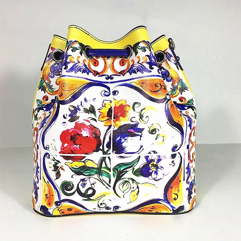 Женские дизайнерские сумки с цветочным принтом роскошная брендовая сумка мешок