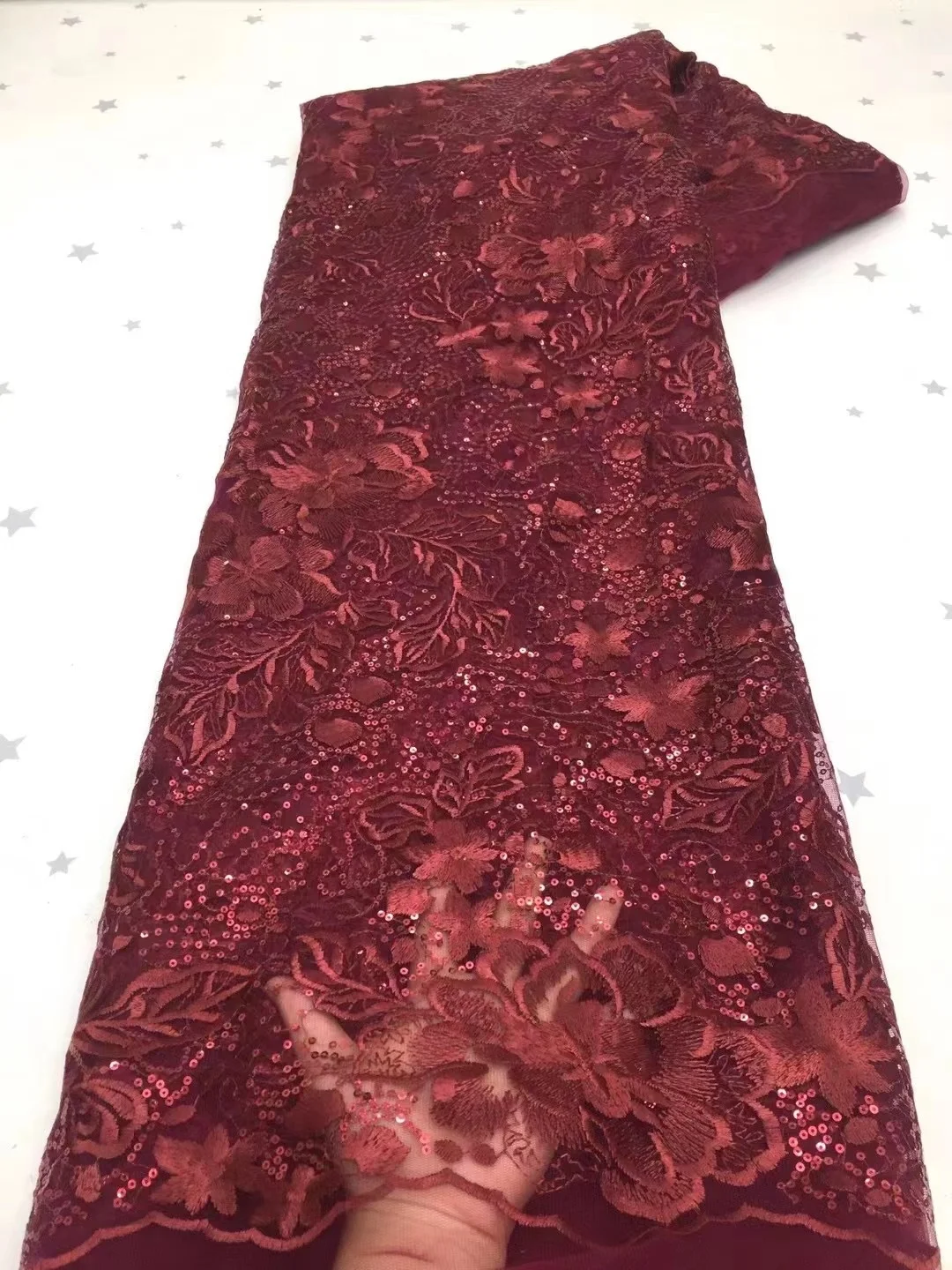 

High Quality 2021 hot sale African Lace Fabric For Wedding Embroidered wine France mesh Lace Fabrics peach nigerian tull Lace