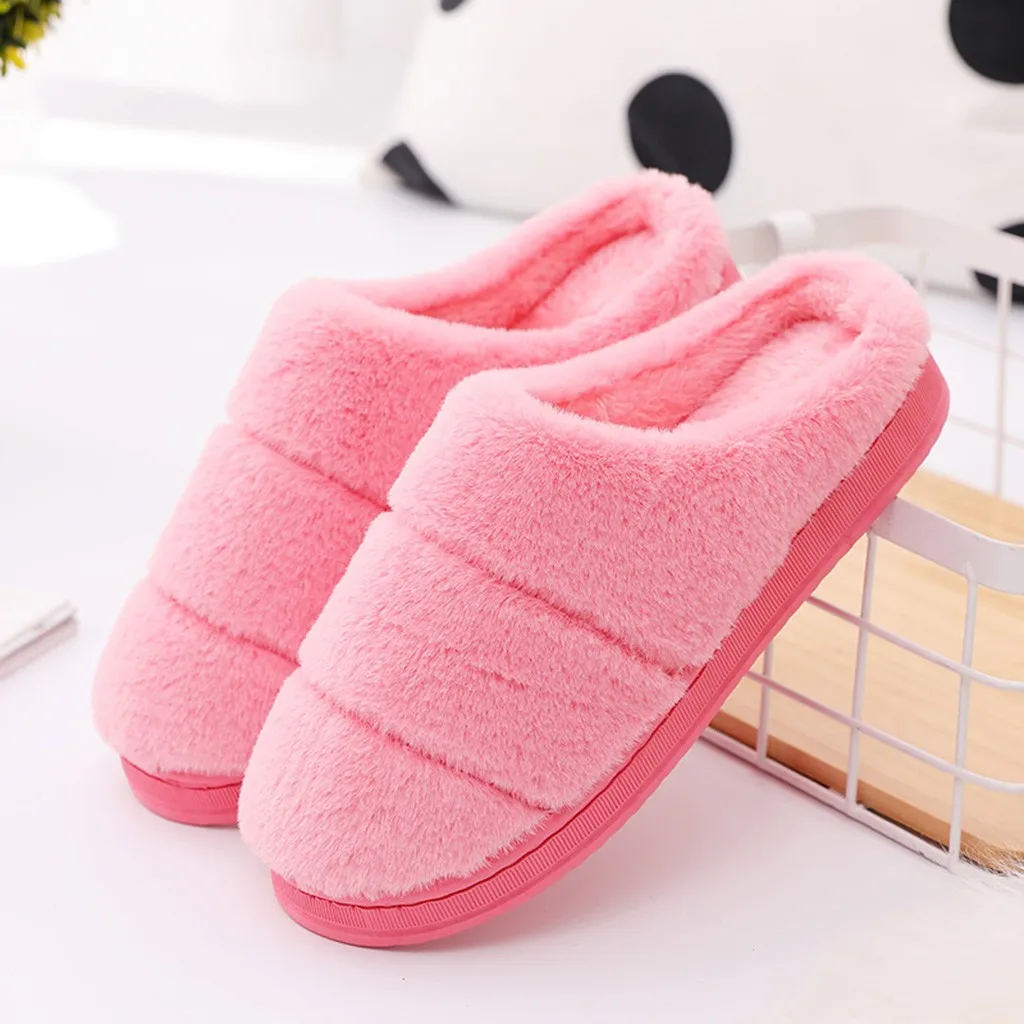 Зимние женские домашние тапочки с искусственными полосками зимняя обувь из