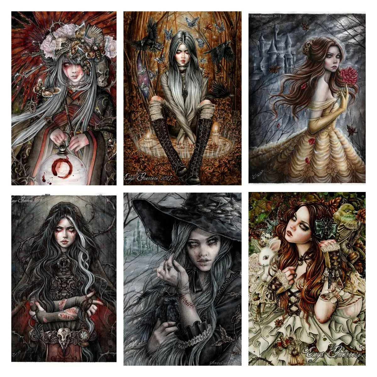 

5d Horror Diamond Painting Vampire Girl Witch Mosaic Cross Stitch Kit Full Square/Round Embroidery Handcraft Home Decor