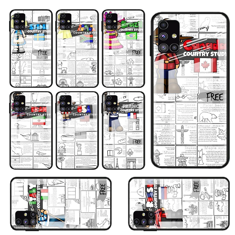 

Tempered Glass Cover Cute World Children For Samsung Galaxy S21 Ultra Plus 5G M51 M31 M21 Shockproof Shell Phone Case