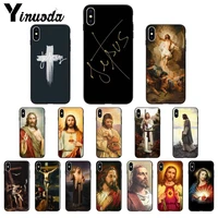 yinuoda christ jesus cross silicone tpu soft black phone case for iphone 5 5sx 6 7 7plus 8 8plus x xs max xr