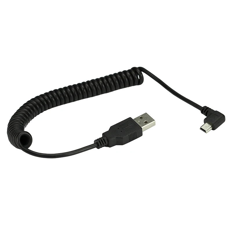 

Spring Retractable MINI USB 2.0 Cable 90 Degree Right Angled USB 2.0 5 Pin Data Charging Cable 40CM