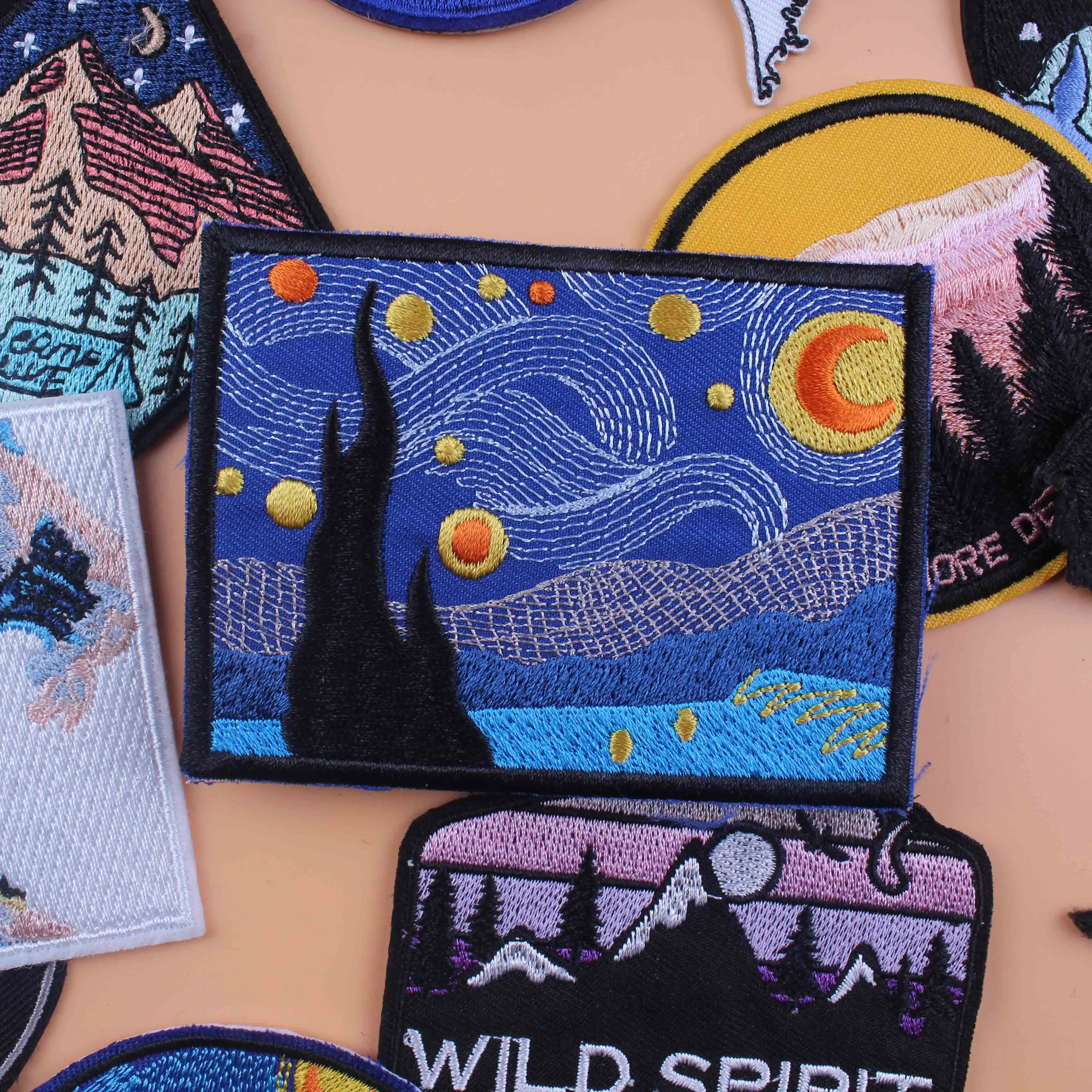 Нашивка Pulaqi с изображением Ван Гога неба нашивка вышивкой в виде дикой природы