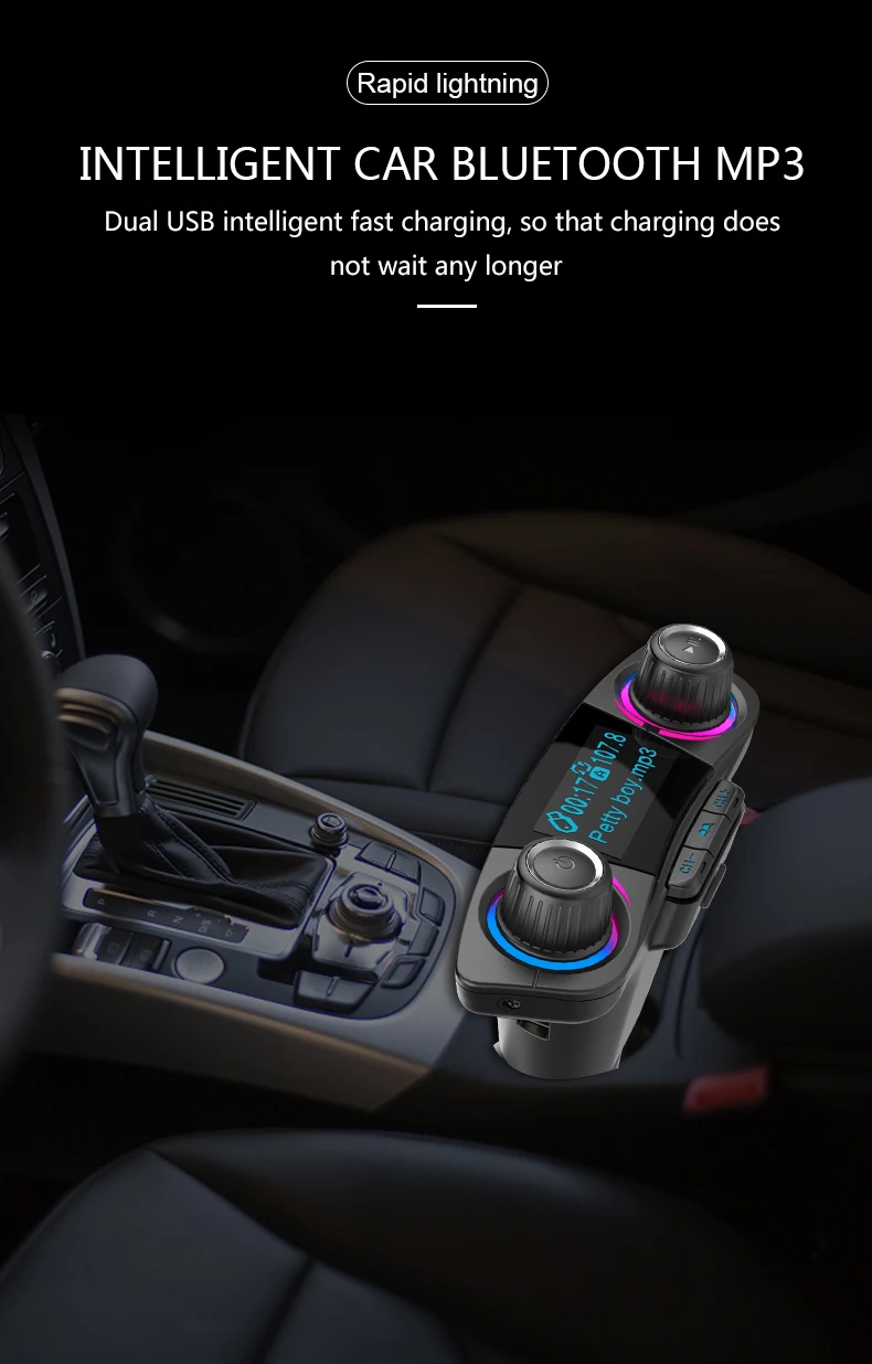 Беспроводной автомобильный FM-передатчик Bluetooth fm-модулятор проектор Mp3