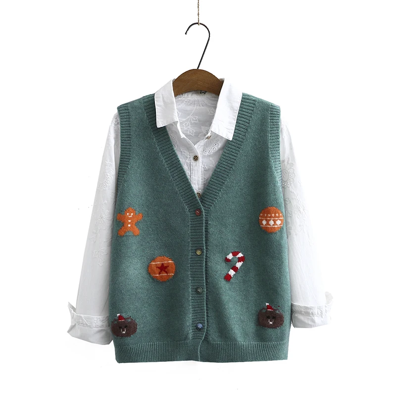 Осенний шерстяной вязаный жилет женский серый хаки черный кардиган без рукавов