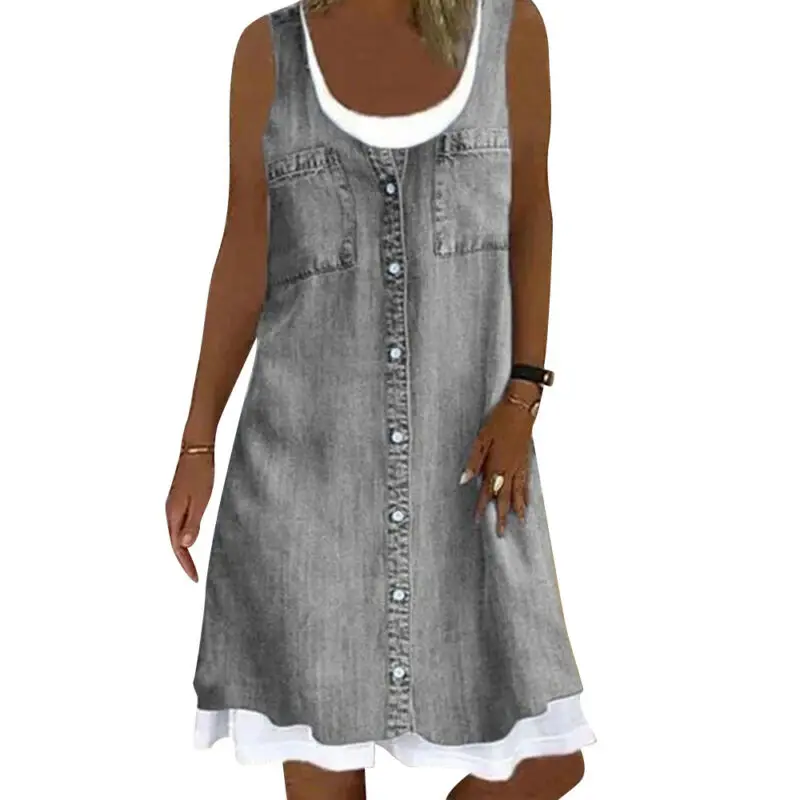 

VICABO Tank Dresses for Women Fashion Summer Female Clothing Baggy Sleeveless Dress S-3XL Ladies Casual Loose Beach Midi Dresses