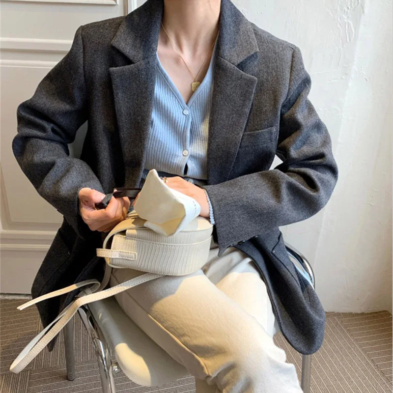 2019 Новый Блейзер куртка для женщин с зубчатым воротником костюм пальто женский