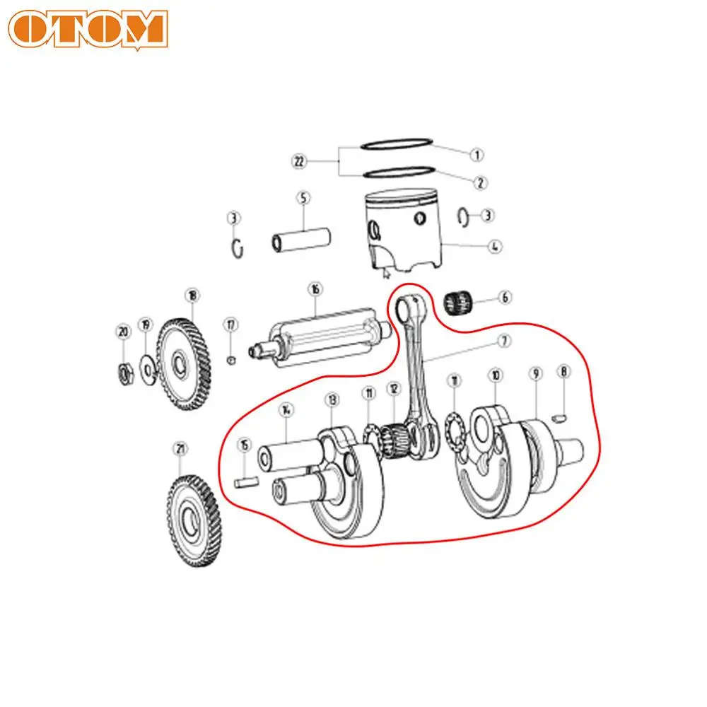 Коленчатый вал для мотоцикла OTOM std DT230 MT250 шатун с подшипниками и частями