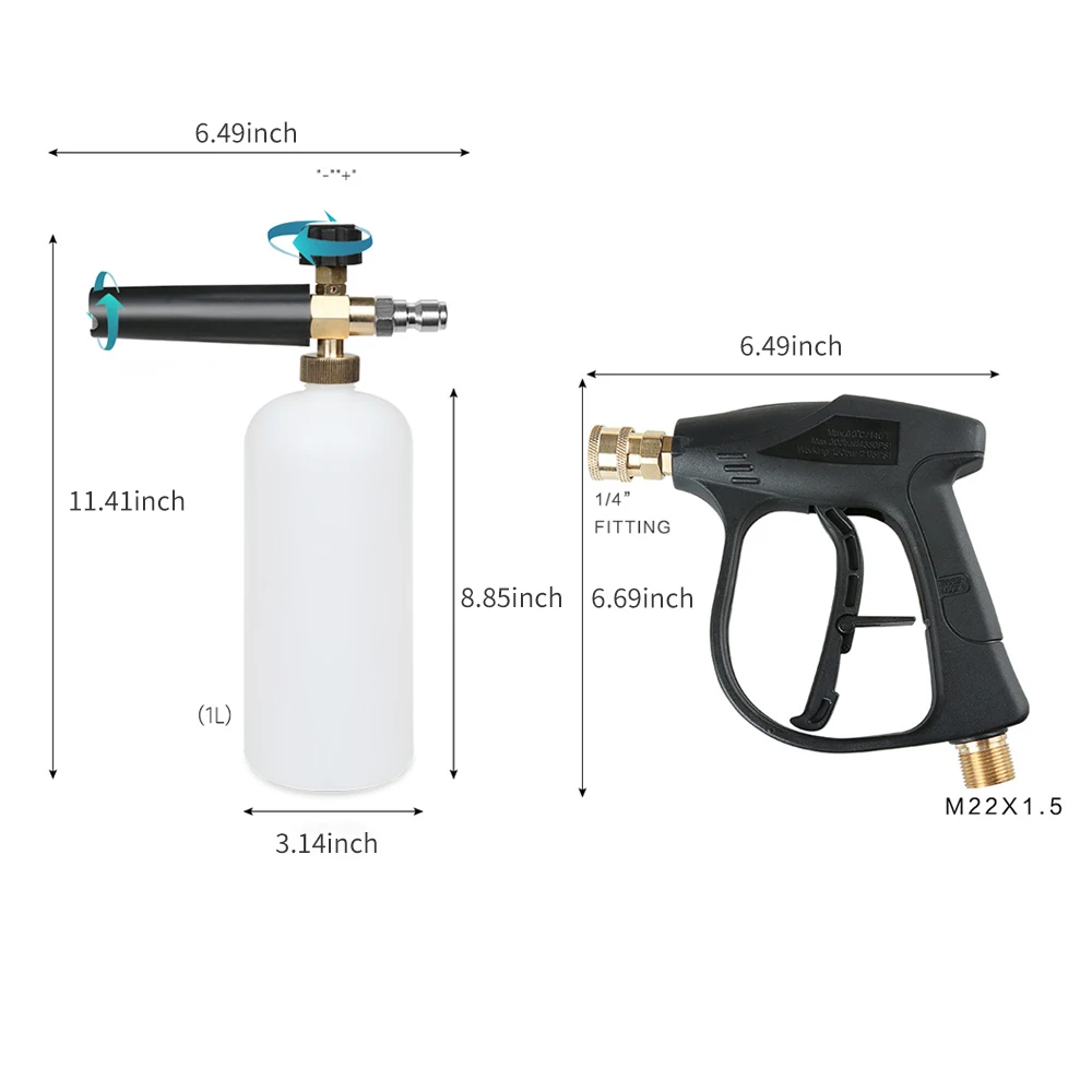 

1/4'' Pressure Foam Washer Jet Car Wash Adjustable Nozzle Sprayer 1L Manual Pump Nozzle High Pressure Air Pump Spray