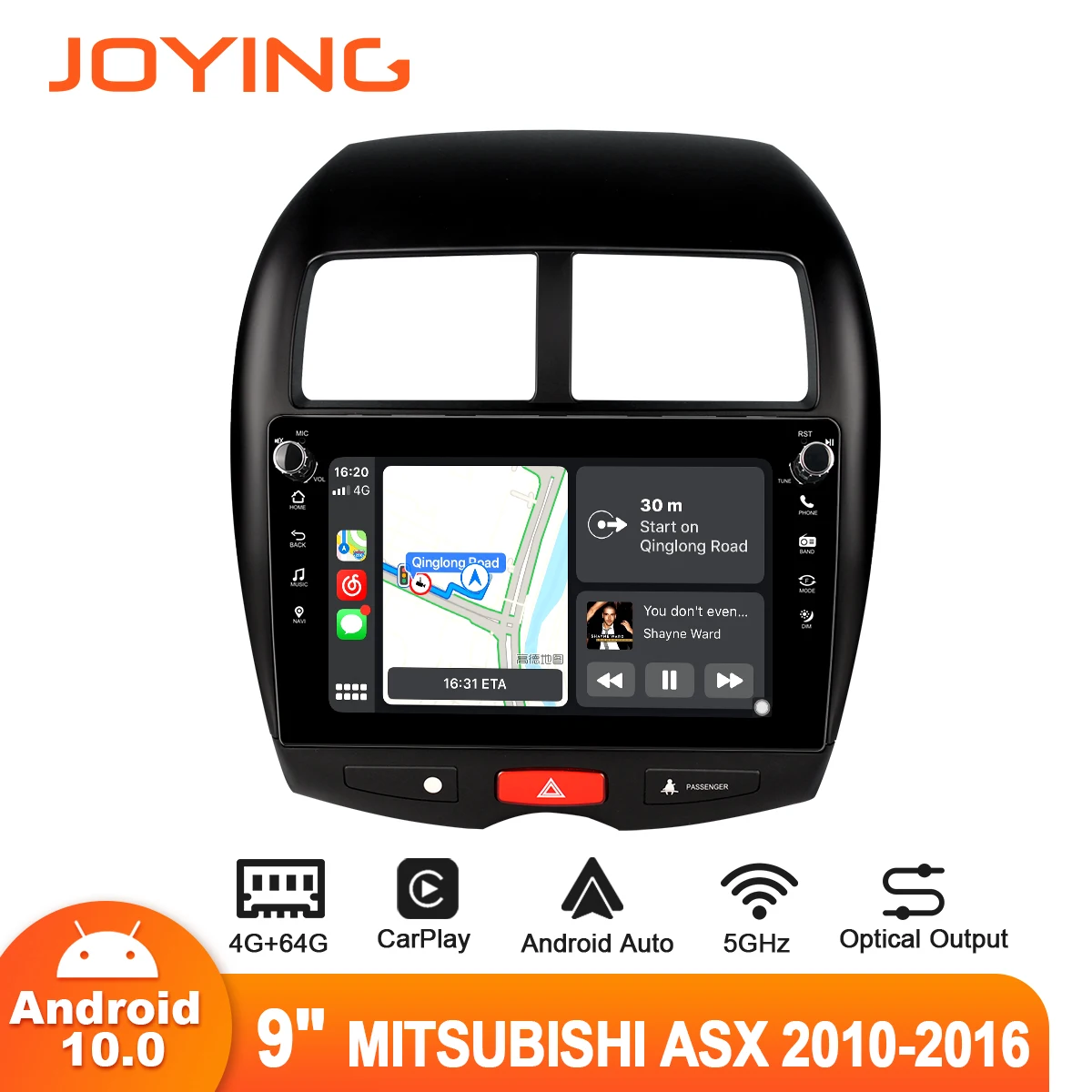 Автомобильное радио JOYING 9 дюймов Android 10 для Mitsubishi ASX 2010 2016 GPS SPDIF DSP Carplay сабвуфер