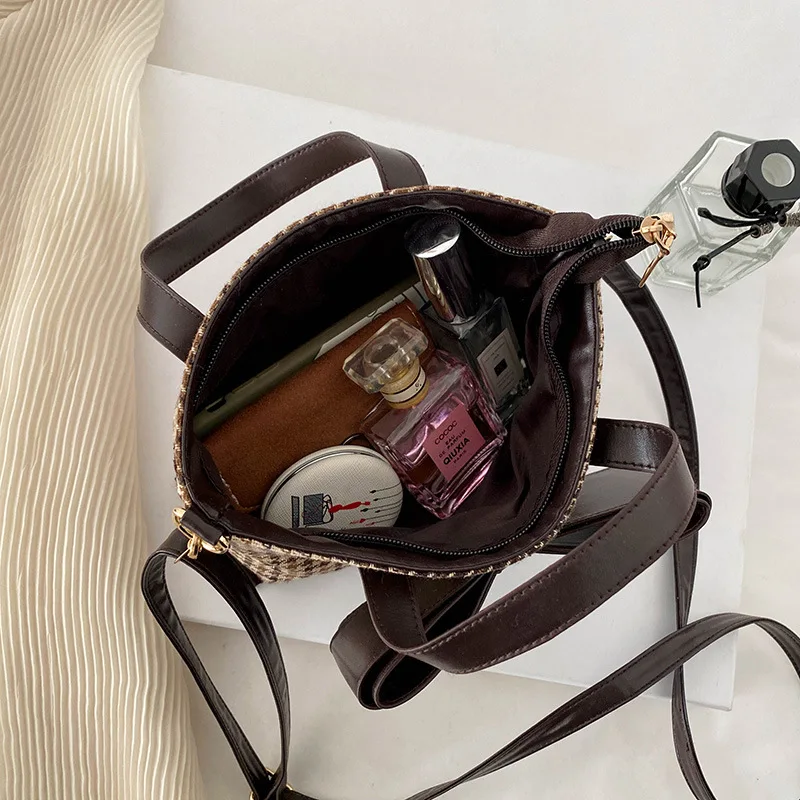 

New Arrival Fashion Women Plaid Patterns Bag One-shoulder Bag with Detachable Shoulder Strap Square Handbag with Bow Knot