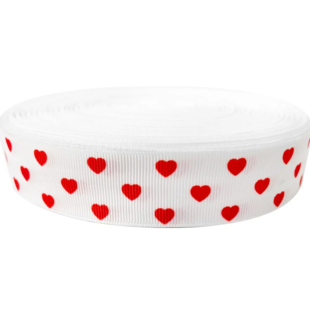 Корсажная лента с принтом красного сердца 25 мм 1 дюйм розовая вечерние нее