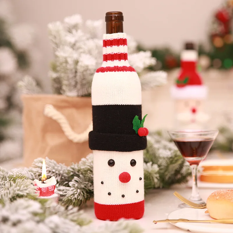 

Santa Claus Christmas Decoration Wine Bottle Cover Gift Bag Hold Xmas Dinner Decor Ornament Table Party Home Wedding Decor FS006