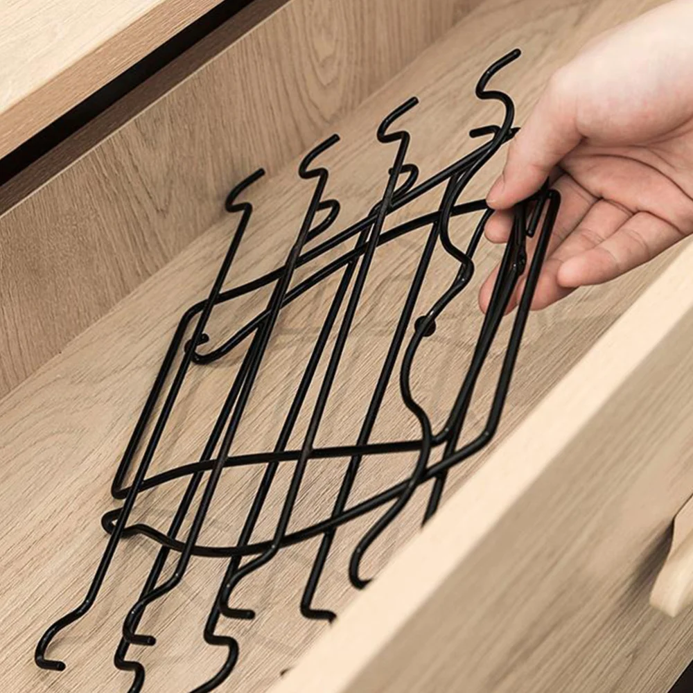 

1Pc Home Underwear Tie Rack Multifunction Clothes Hanger Practical Hanger Black