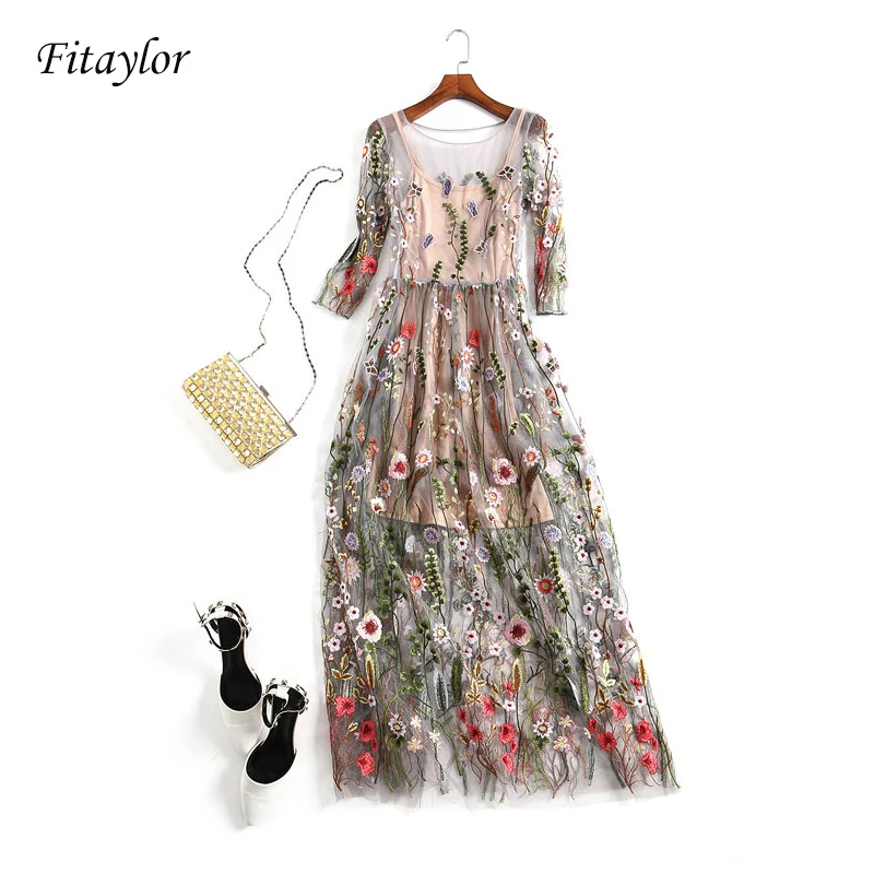 Женское вечернее платье Fitaylor Элегантное Длинное Сетчатое Бохо с короткими