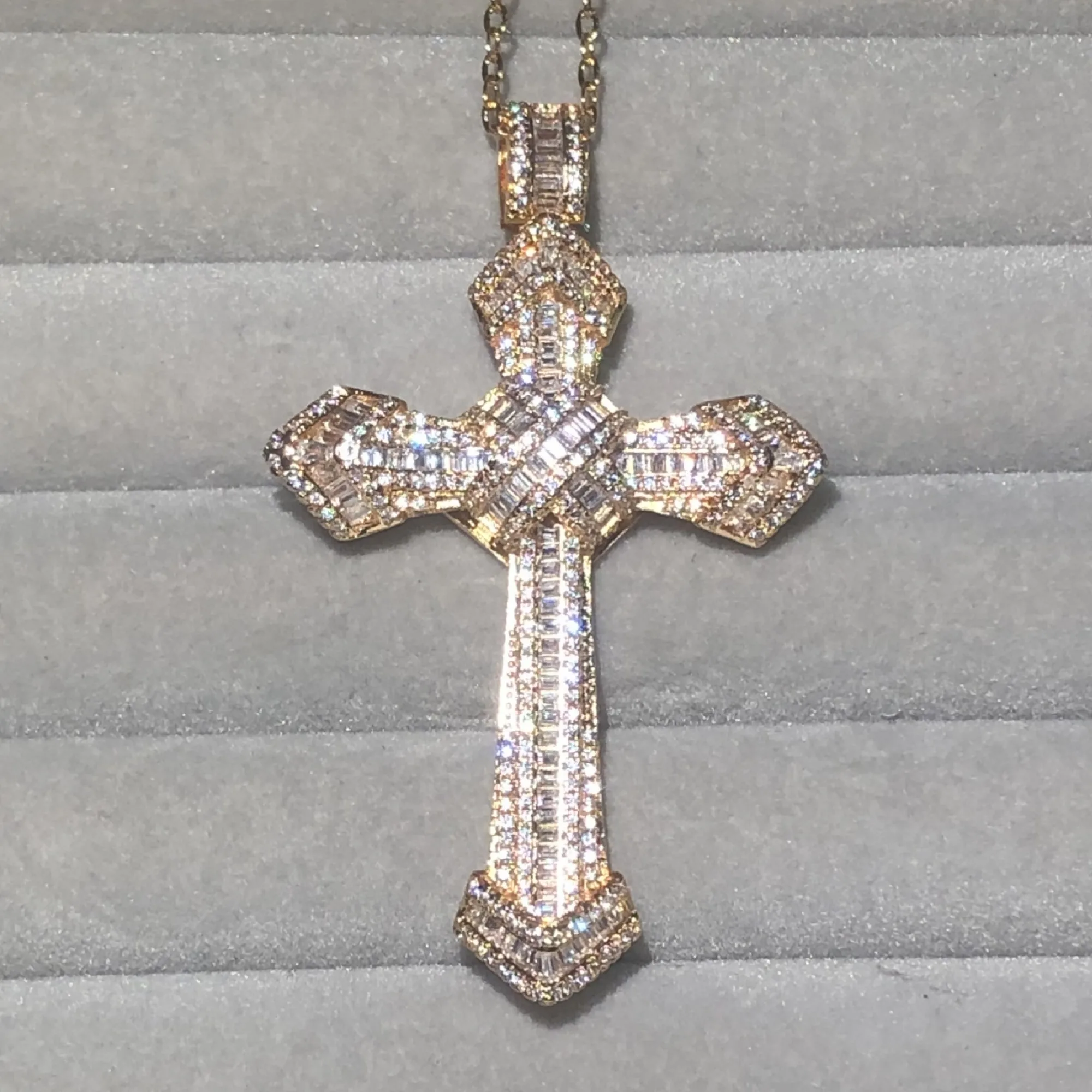 Роскошные христианские кресты подвески стразы картина полное настоящее золото