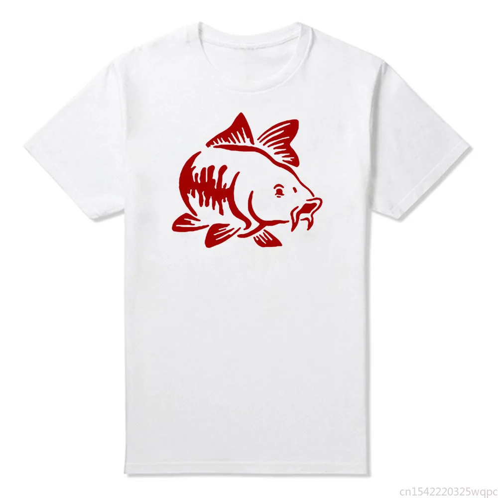 

2021 Summer Men's T-shirt Fisherman Red Carp Print Pattern Retro Street Casual Cool Cotton O-neck High-quality Oversized T-shirt