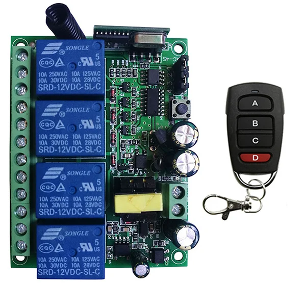AC110V 220V 230V 10A Relay 4CH 4 CH Wireless RF Remote Control Light Switch Output Radio Receiver Module +Transmitter | Обустройство