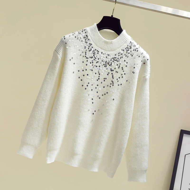 2019 Новый Модный осенне-зимний свитер с круглым вырезом Женский однотонный