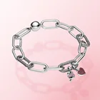 Новый браслет из стерлингового серебра со мной браслеты с подвесками в форме сердца со мной Фламинго маленький с позолоченным кольцом подходит для Женский браслет, модное ювелирное изделие, подарок