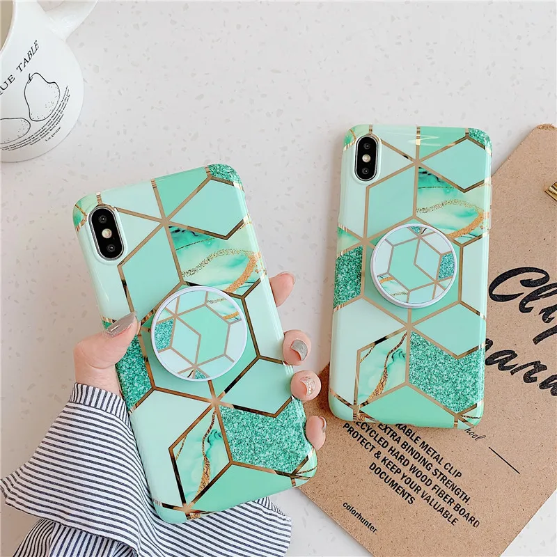 FLYKYLIN подставка для держателя для samsung Galaxy A50 задняя крышка на для samsung A70 A40 Art Сращивание мрамора IMD силиконовый чехол для телефона
