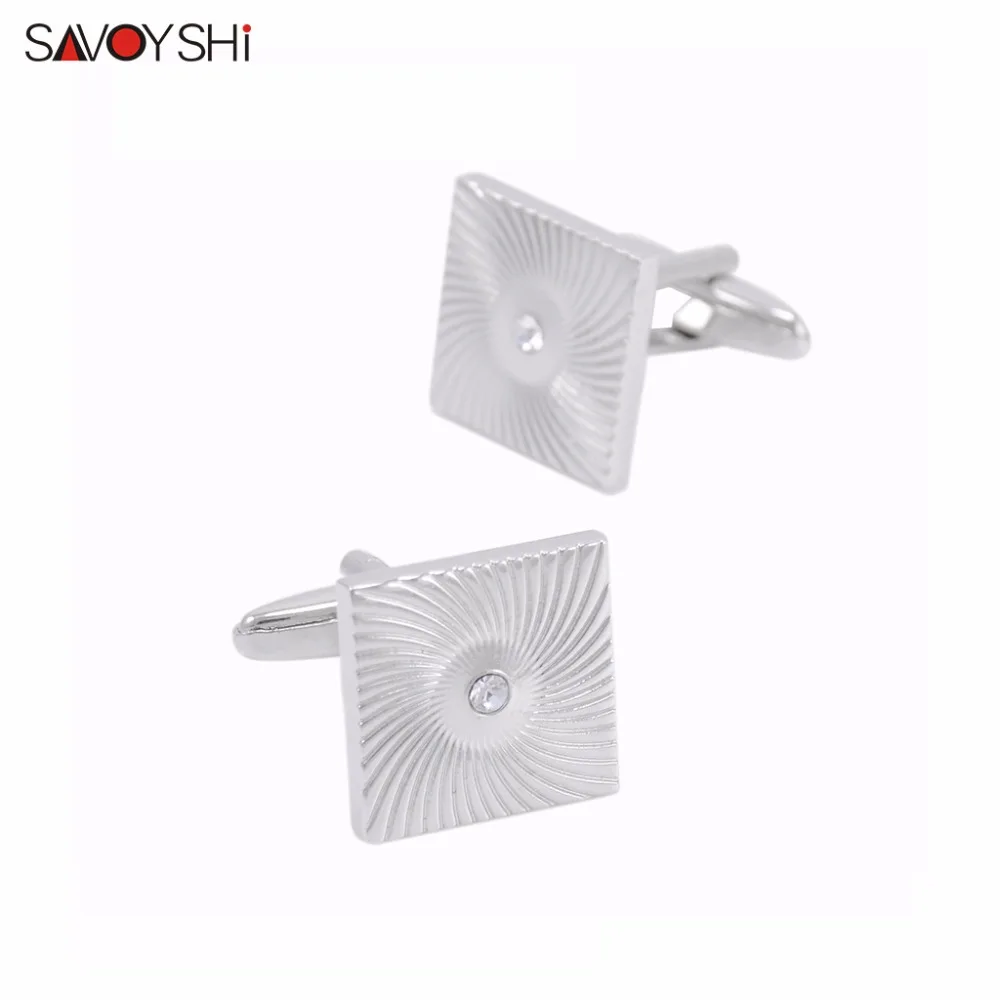 

Модные запонки SAVOYSHI для мужской рубашки, запонки высокого качества, квадратные запонки с кристаллами, брендовая бижутерия в подарок