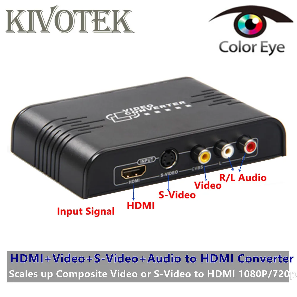 Аналоговый композитный видеоконвертер CVBS S Video в HDMI1080P адаптер для скалера