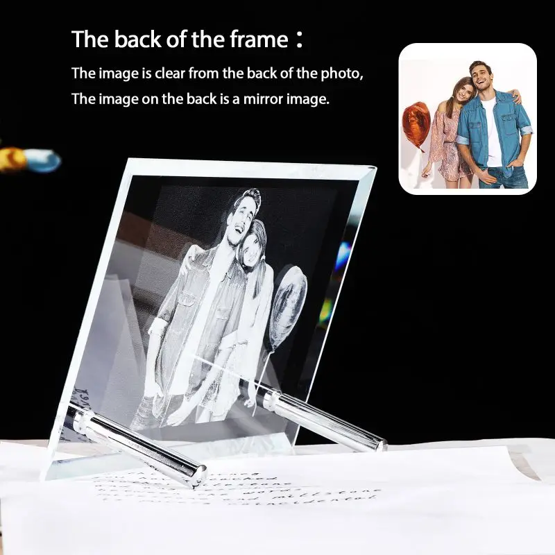 Стеклянная 2D лазерная гравировка фоторамка индивидуальный фотоальбом подарок