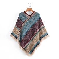 new loose tassel jumper scarf spring knitting pullover inrregular ponchos elegant cloak coat lady sweater autumn winter tops
