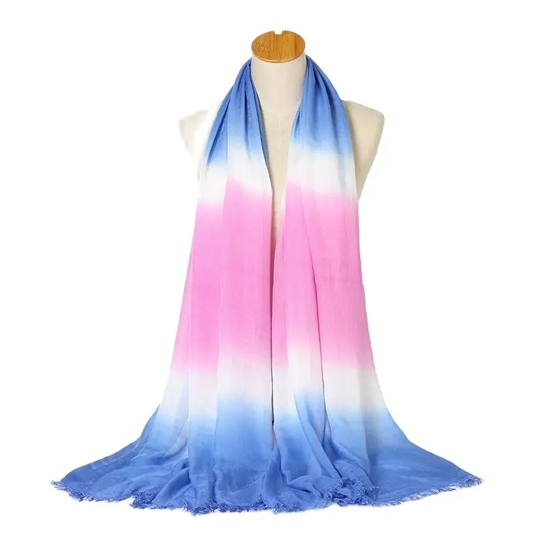 

10 шт./лот малазийский популярный тюрбан мусульманский хиджаб шарф женская летняя Легкая длинная шаль с принтом Омбре платок