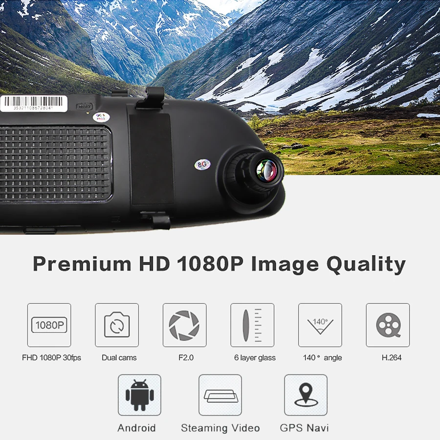 Автомобильное зеркало заднего вида 7 дюймов IPS 3G Android Зеркало DVR GPS навигация FHD 1080P